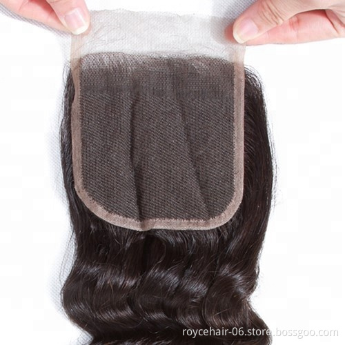 Free Part Natural Brazilian Hair Bundles 4x4 Lace Closure Curly Weave Remy Closure Piece With Baby Hair